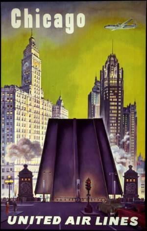 United Air Lines Chicago poster